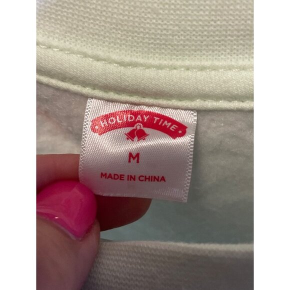 Holiday Time Light Green Kiss Me Yule Love It Graphic Sweatshirt SZ Medium - Picture 5 of 6